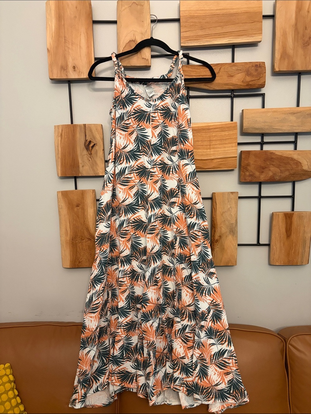 Serra Palm-Print Maxi Dress in Orange & Green